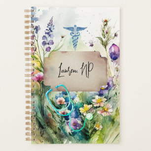 Agenda Enfermera Boho Watercolor Flor silvestre Estudiant