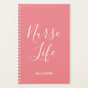 Agenda Enfermera de la vida médica Rosa y Blanco persona