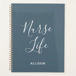 Agenda Enfermera estudiantil Dusty Blue Script Personaliz