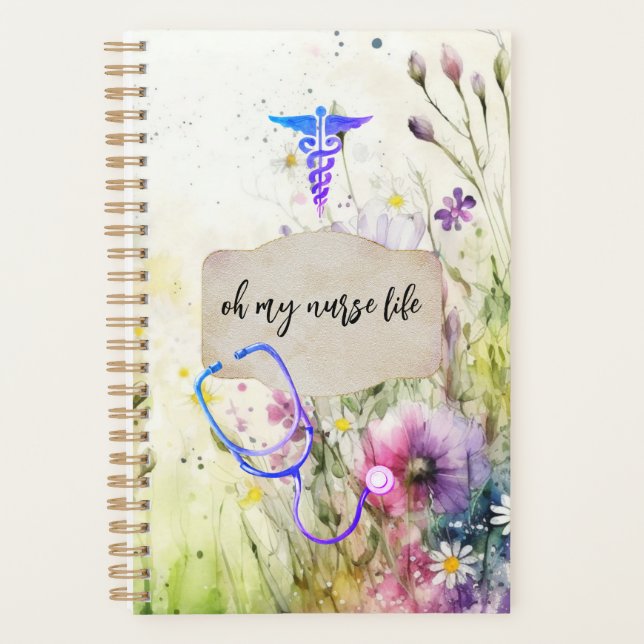 Agenda Enfermera Médica Sanidad Floral Whimsical (Anverso)