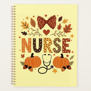 Agenda Enfermera personalizada - Calabaza linda y hojas o