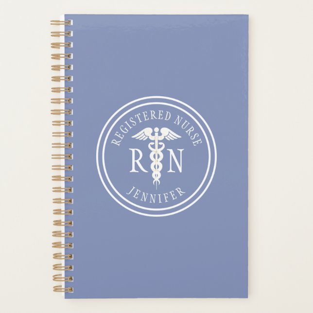 Agenda Enfermera personalizada RN Blue Medical Caduceus (Anverso)