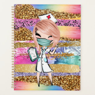 Agenda Enfermera personalizado Purpurina arco iris moda a