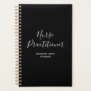 Agenda Enfermera practicante Black White Script Name Stud