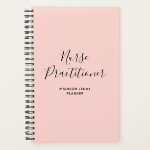 Agenda Enfermera practicante Rubor Pink Black Script Name