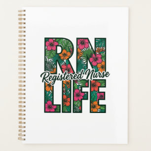 Agenda Enfermera Registrada RN Vida Floral Diseño Vectori