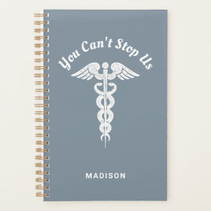 Agenda Enfermera RN Blue White Medical Caduceus Personali