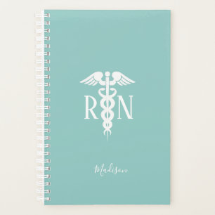 Agenda Enfermera RN Caduceus médico Verde azulado person