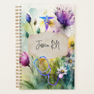 Agenda Enfermero Médico Purple Floral Medicina
