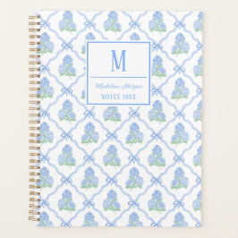 Agenda Enrejado de lazo elegante de hortensias azules y v