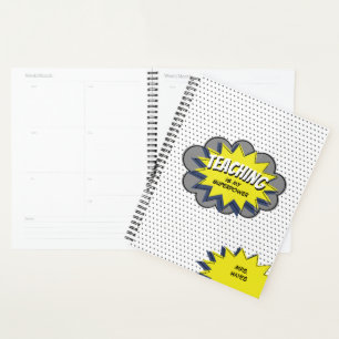 Agenda Enseñar es mi cómico amarillo azul superpower