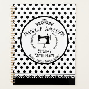 Agenda Entusiasta de coser blanco negro