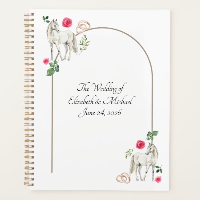 Agenda Equestrian Pink Floral Wedding Planner (Anverso)