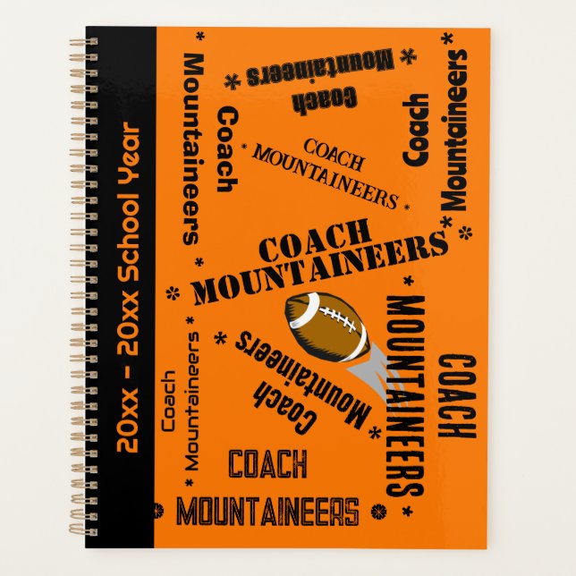 Agenda Equipo de entrenador de fútbol Naranja personaliza (Anverso)