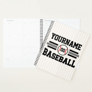 Agenda Equipo de NOMBRE del jugador de béisbol retro pers