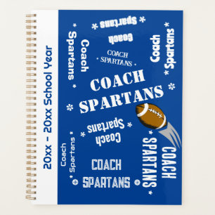 Agenda Equipo entrenador de fútbol personalizado azul y b