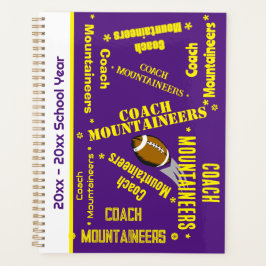 Agenda Equipo entrenador de fútbol personalizado morado y