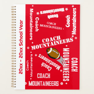 Agenda Equipo entrenador de fútbol personalizado rojo y b
