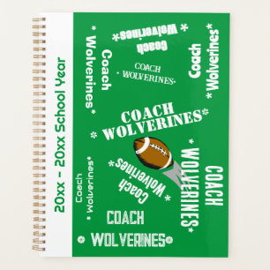 Agenda Equipo entrenador de fútbol personalizado verde y