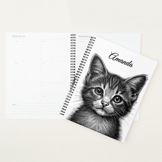 Agenda Esbozo adorable de Gato Joven Personal (Demostración)