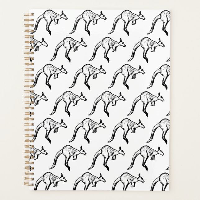 Agenda Esbozo de canguro en blanco y negro (Anverso)