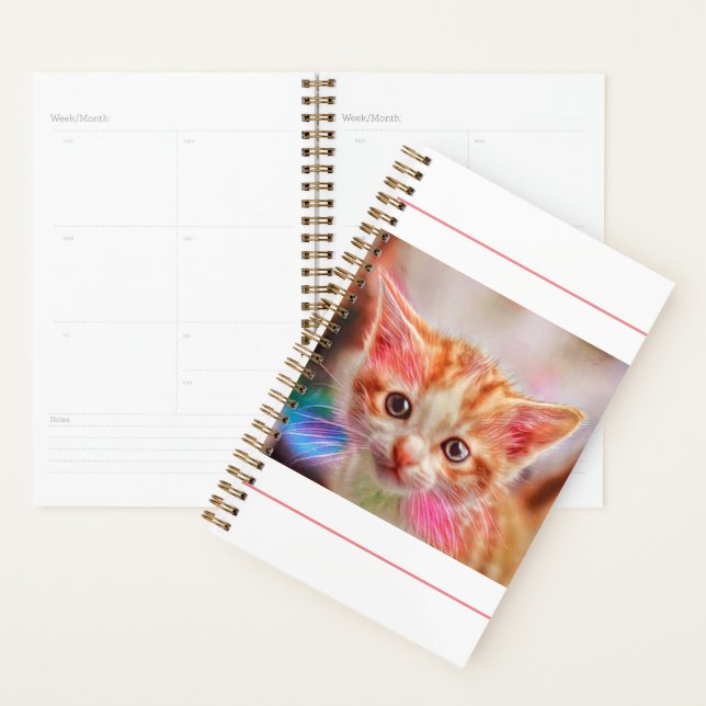 Agenda Esbozo de gato de ginger de cara de gato (Demostración)