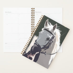 Agenda Esbozo estilizado de la cabeza del caballo blanco