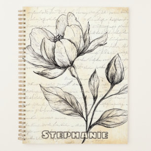Agenda Esbozo floral rústico con caligrafía - edad (4)