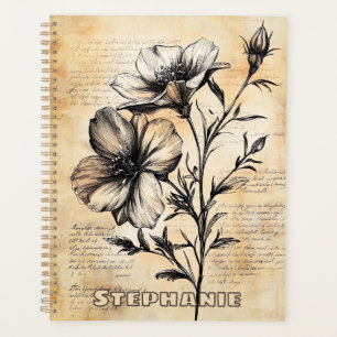 Agenda Esbozo floral rústico con caligrafía - edad (6)
