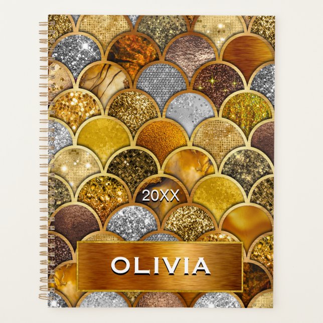 Agenda Escalas de sirena de chicles de oro elegantes (Anverso)