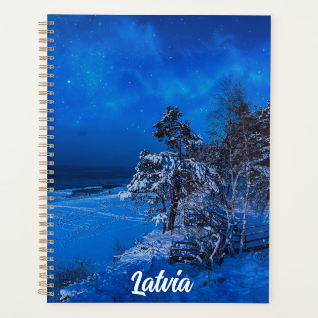 Agenda Escena de invierno nocturna con pinos cubiertos de (Anverso)