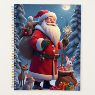 Agenda Escena navideña de Papá Noel sosteniendo copo de n