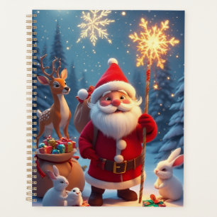 Agenda Escena navideña de Papá Noel sosteniendo copo de n