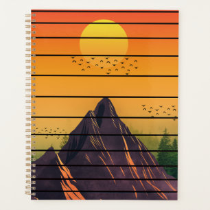 AGENDA ESCENARIO DE ATARDECER VINTAGE DE MONTAÑA Y NATURA