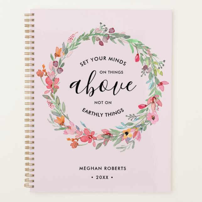 Agenda Escritura personalizada de Rubor Floral rosa moder (Anverso)