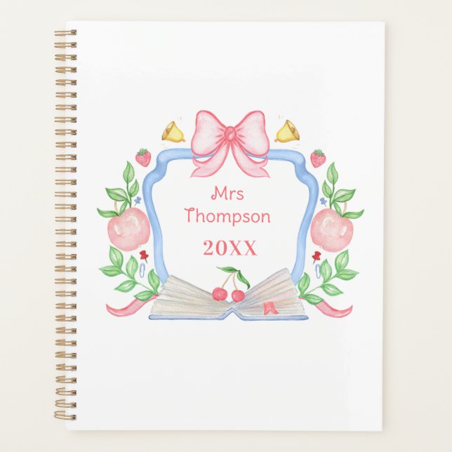 Agenda Escudo de Apple y Book School | Profesora (Anverso)