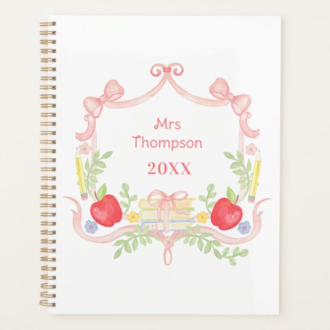 Agenda Escudo escolar personalizado | Profesora de aula (Anverso)