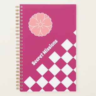 Agenda Escudo japonés de tablero de ajedrez y flores de s
