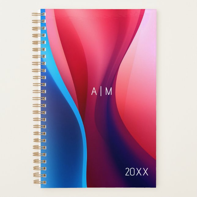 Agenda Escuela abstracta azul oscuro morado inicial (Anverso)