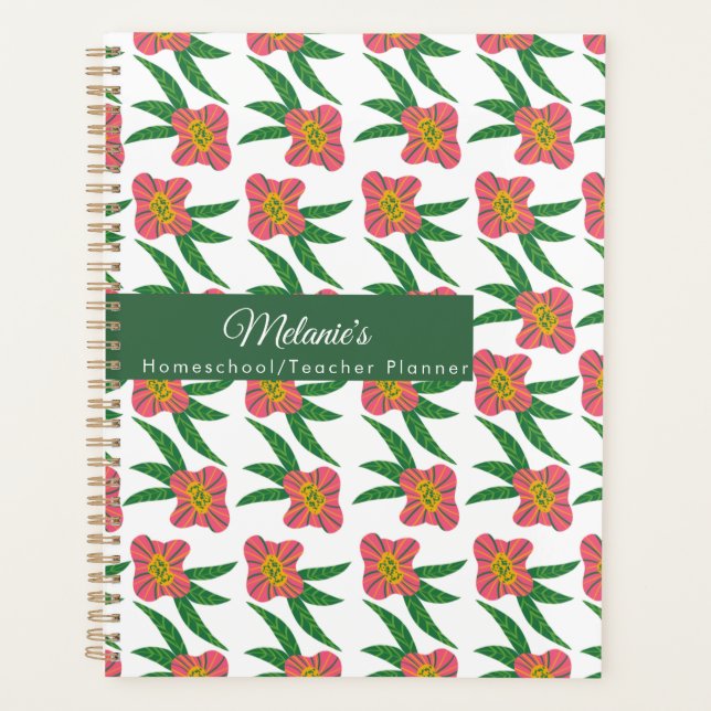 Agenda Escuela de profesores de Pink Florals Planner (Anverso)