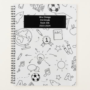 Agenda Escuela Primaria 2026 Personalizada Blanco y Negro