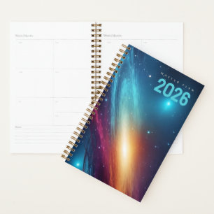 Agenda Espacio Cósmico Abstracto Futurista de Neón Brilla