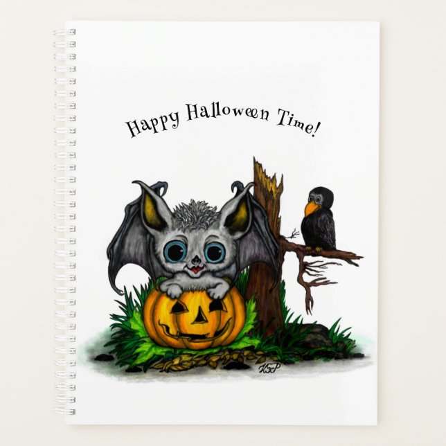 Agenda Esperando Halloween, Murciélago y Cuervo Lindos (Anverso)
