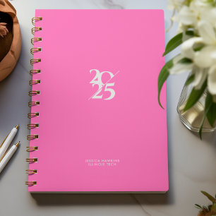 Agenda Espiral de año dividido rosado caliente semanal