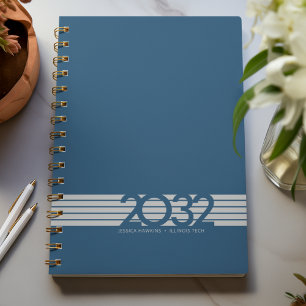 Agenda Espiral de banda azul inferior real semanal