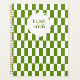 Agenda Espiral de cuadros verdes y blancos 2026