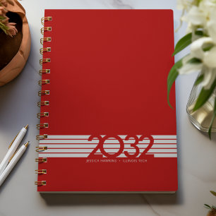 Agenda Espiral de tira inferior roja oscura semanal