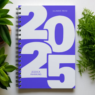 Agenda Espiral del año de sobreabundancia de azul eléctri