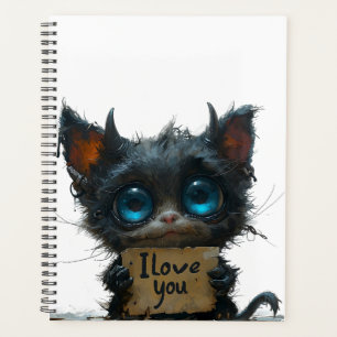 Agenda Espiral negra elegante te amo