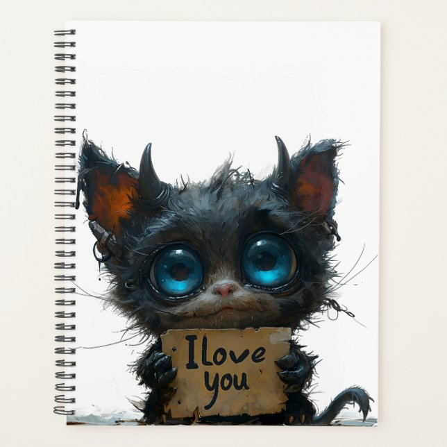 Agenda Espiral negra elegante te amo (Anverso)